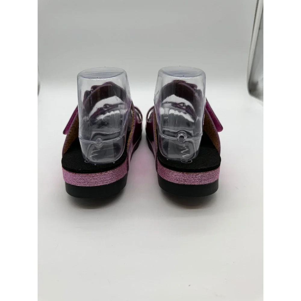 Nina Andrina Pink Metallic Platform Slide Sandals Glitter Trim Womens 5M New